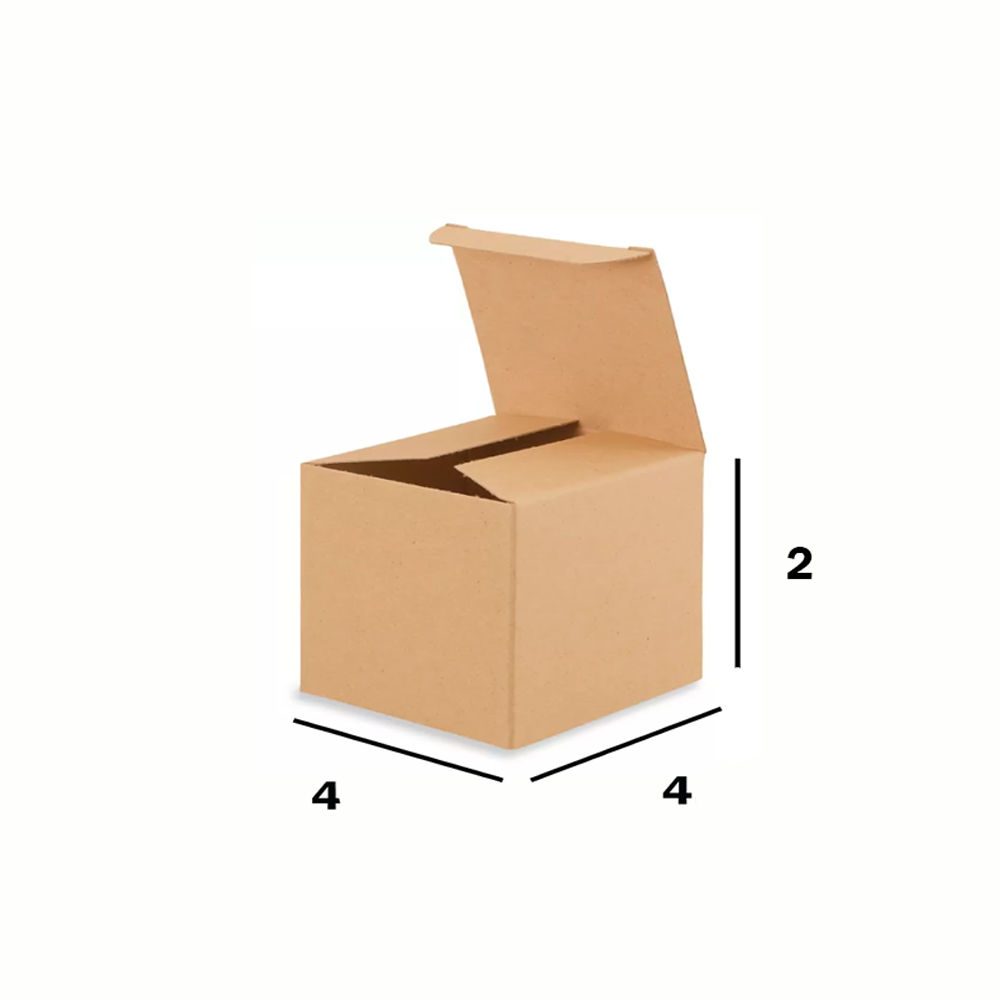 4 x 4 x 2 inch (OD) 3Ply Reverse Tuck Boxes - Brown