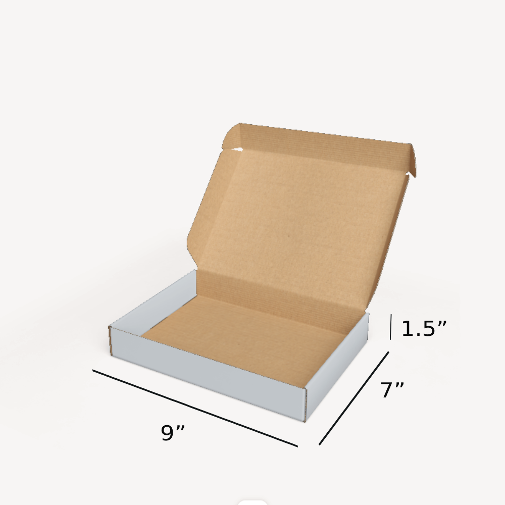 10 x 8 x 1.5 inch Tuck in Mailer Boxes - 3 ply - White