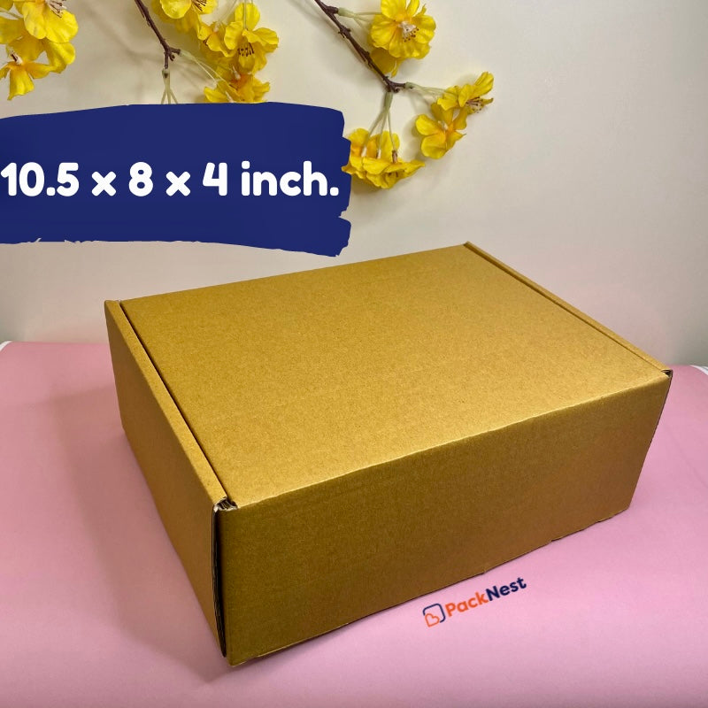 10.5 x 8 x 4 inch (ID) 3ply Tuck in Mailer Boxes - Brown