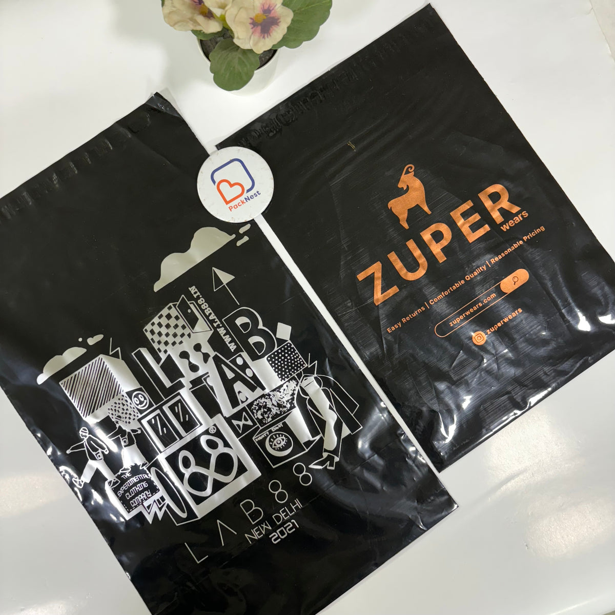 9 x 13 inch Printed Tamper Proof Bags Black