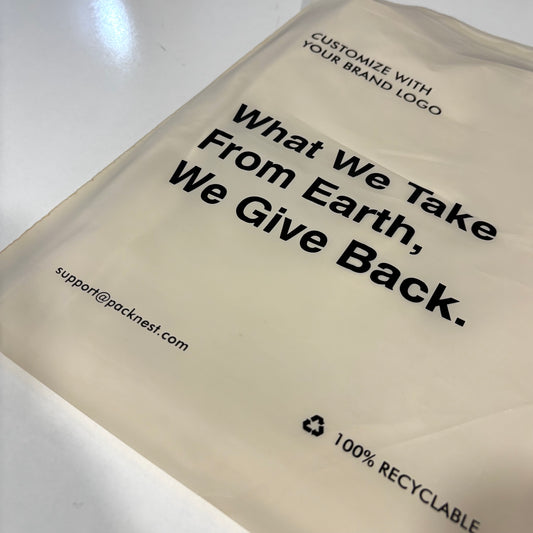 10 x 12 inch Printed Compostable Courier Bags - Beige