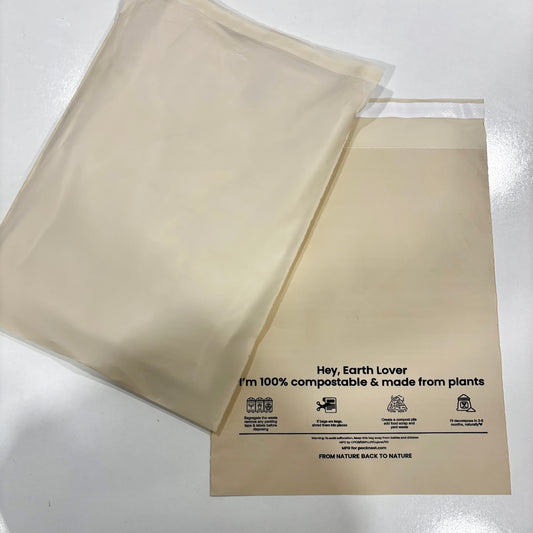 10 x 12 inch Plain Compostable Courier Bags - Beige