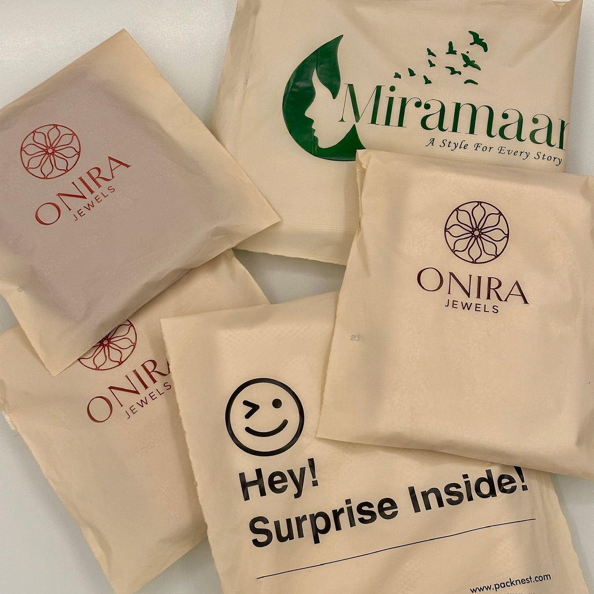 10 x 12 inch Printed Compostable Courier Bags - Beige