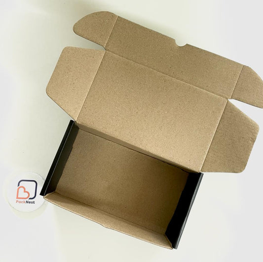 7 x 4 x 2 inch Tuck in Mailer boxes - 3 ply - Black
