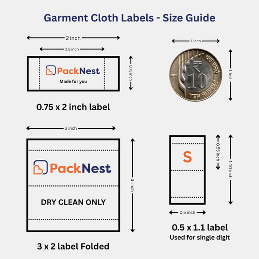 Garment Clothing Labels - Single Color print - White base