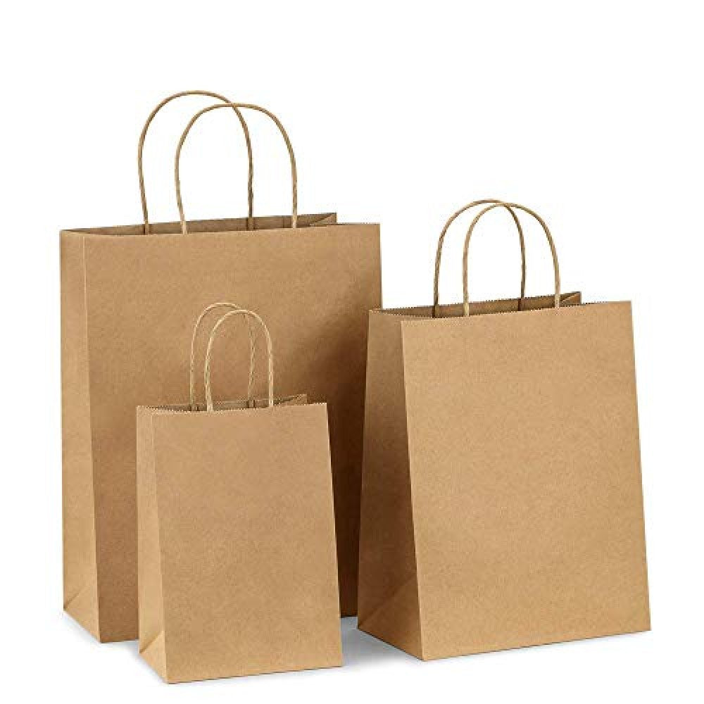 8.5 x 4 x 11.5 inch Kraft Paper Carry Bags Brown