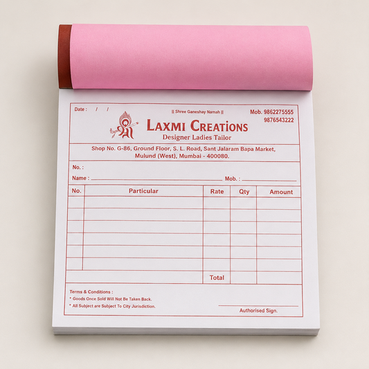 Single Color Printed - Bill Book