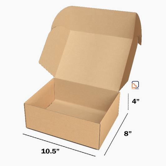 10.5 x 8 x 4 inch (ID) 3ply Tuck in Mailer Boxes - Brown