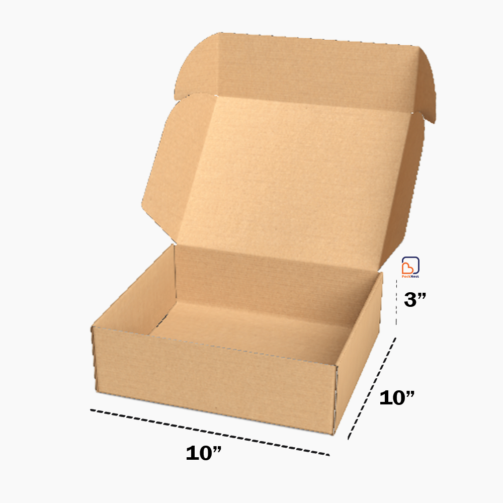 10 x 10 x 3 inch Tuck in Mailer Boxes - 3 ply