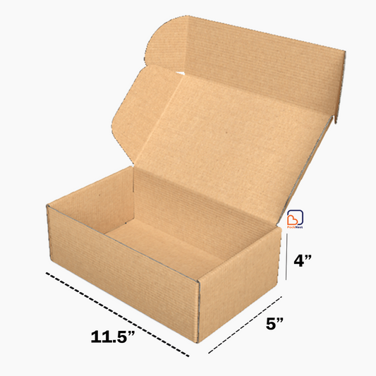 11.5 x 5 x 4 inch Tuck in Mailer Boxes - 3 ply