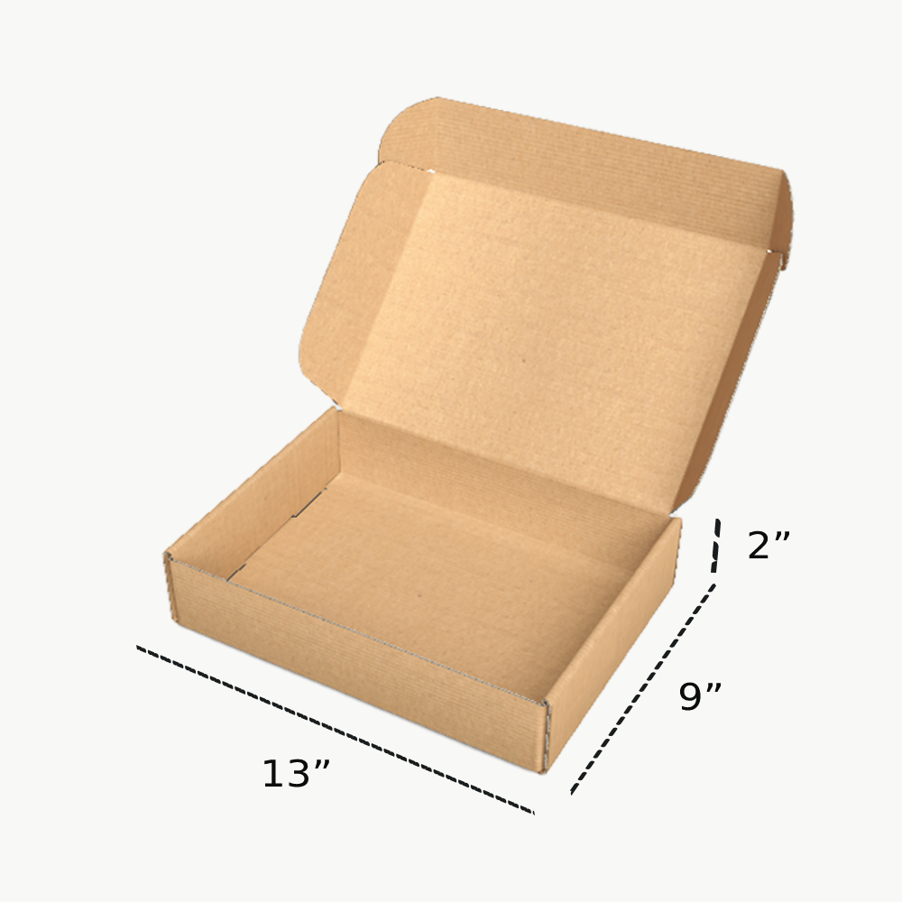 13 x 9 x 2 inch (ID) 3ply Tuck in Mailer Boxes - Brown