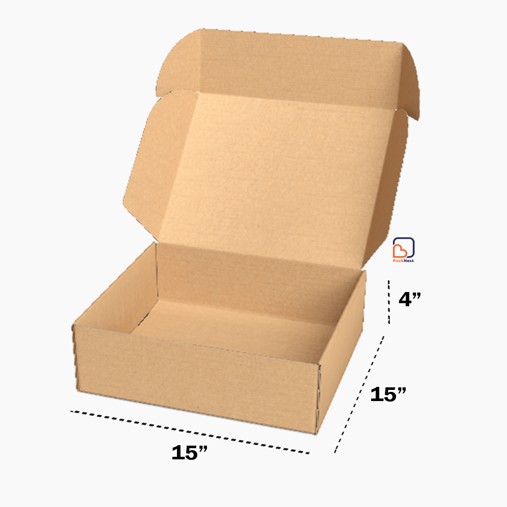 15 x 15 x 4 inch Tuck in Mailer Boxes - 3 ply