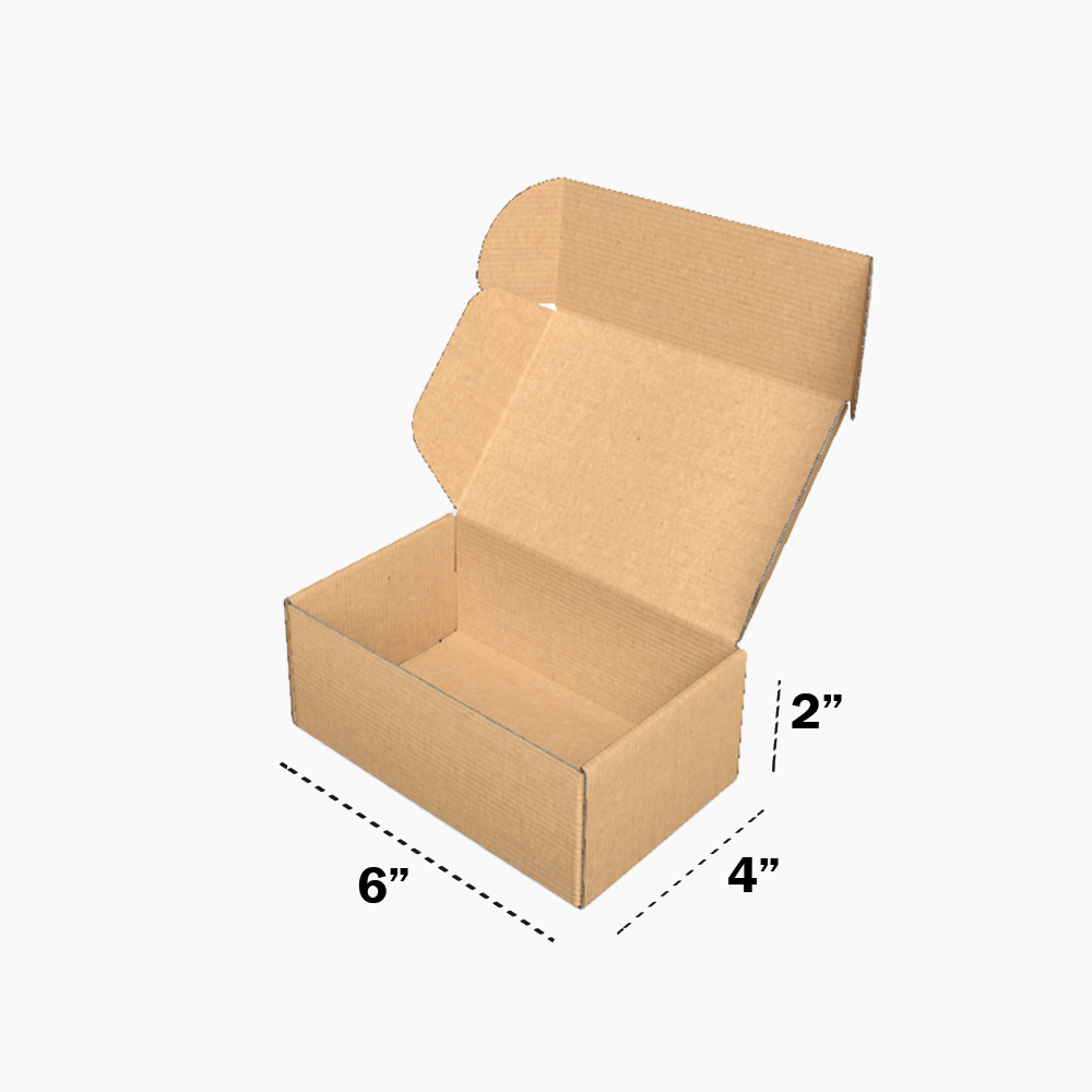 6 x 4 x 2 inch Tuck in Mailer Boxes - 3 ply