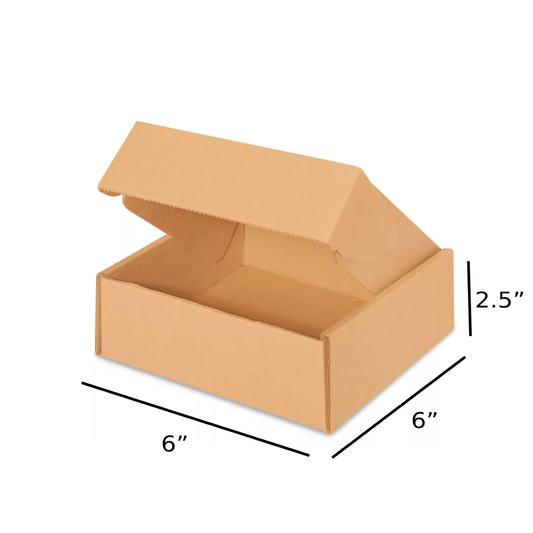 6 x 6 x 2.5 inch Tuck in Mailer Boxes - 3 ply