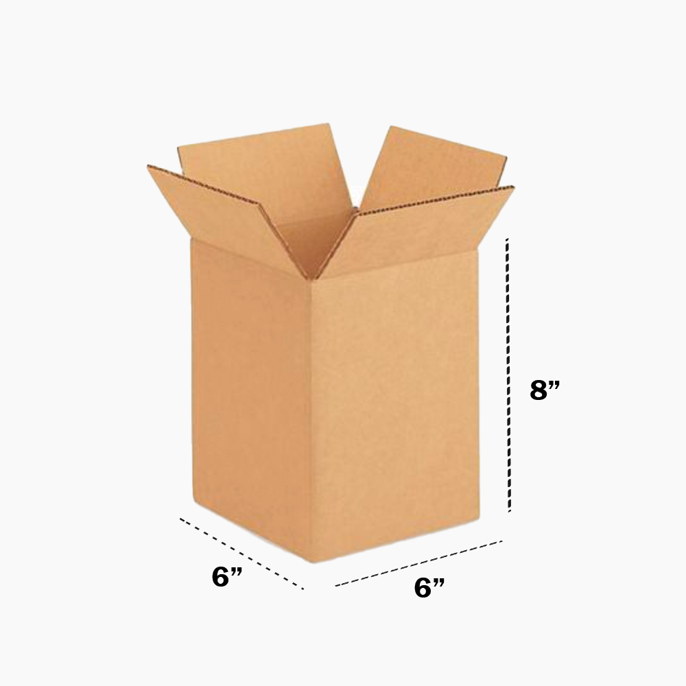 6 x 6 x 8 inch Corrugated Boxes - 3 Ply
