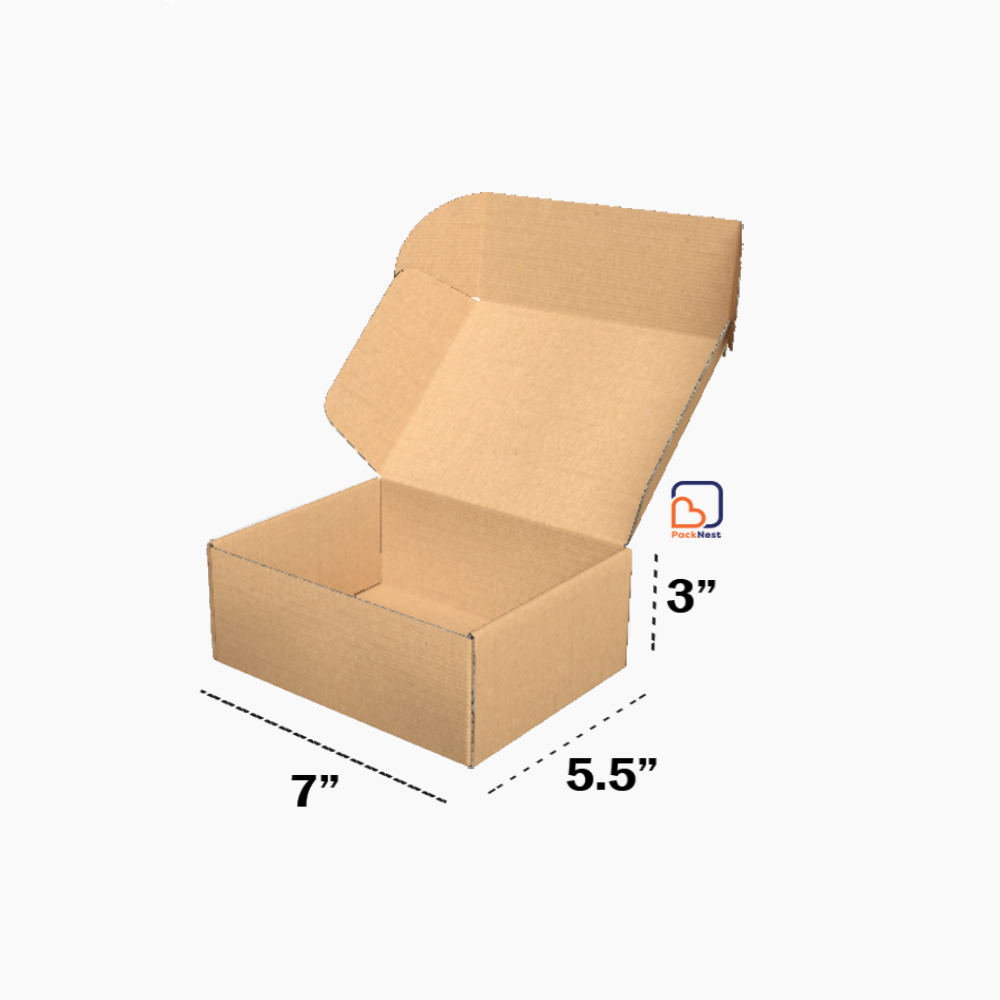 7 x 5.5 x 3 inch (ID) 3ply Tuck in Mailer Boxes - Brown