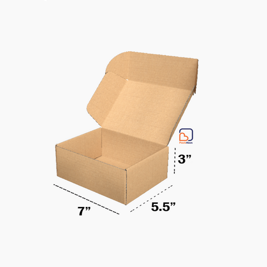 7 x 5.5 x 3 inch (ID) 3ply Tuck in Mailer Boxes - Brown