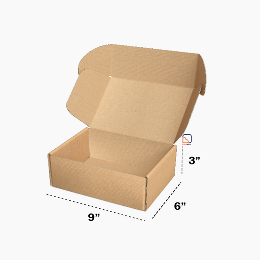 9 x 6 x 3 inch (ID) 3ply Tuck in Mailer Boxes - Brown