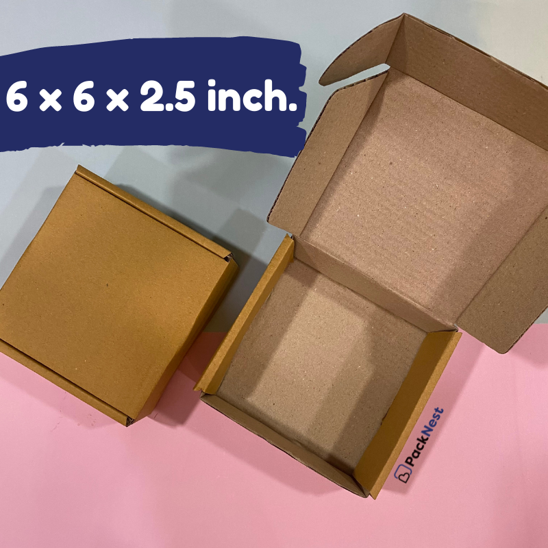 6 x 6 x 2.5 inch (ID) 3ply Tuck in Mailer Boxes - Brown