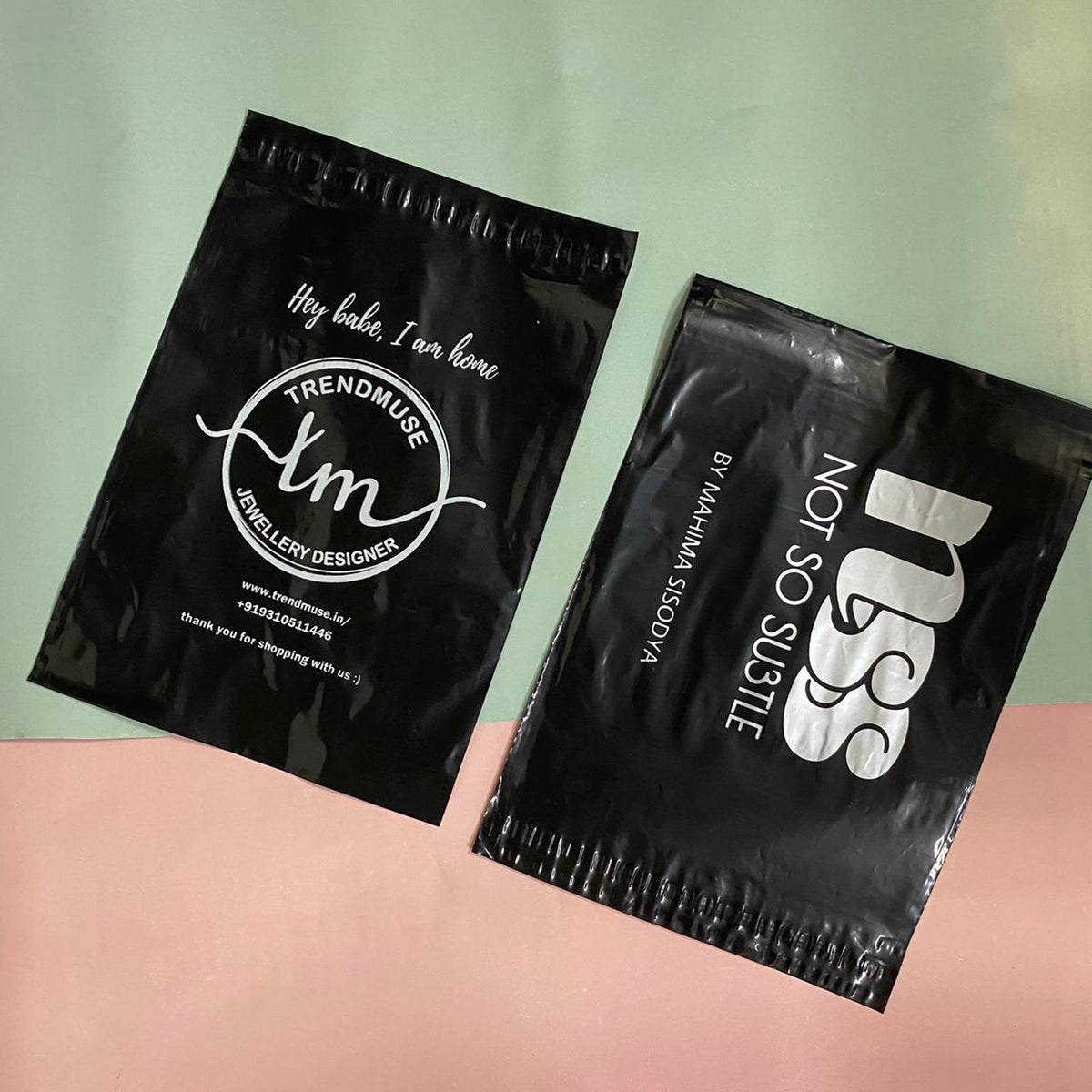 10 x 12 inch Printed Tamper Proof Bags Black
