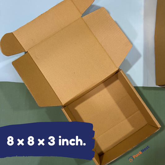 8 x 8 x 3 inch Tuck in Mailer Boxes - 3 ply